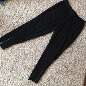 Leith Black pants drawstring waist ankle zip